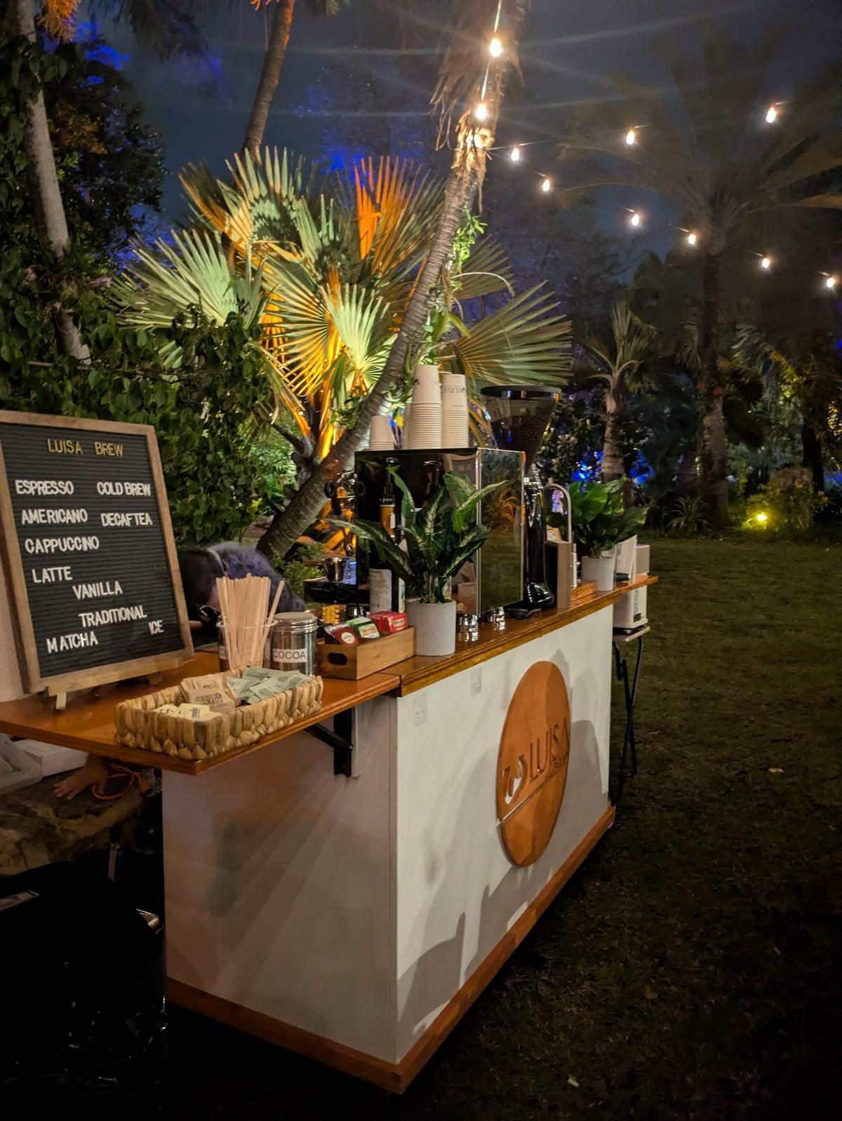 Coffee cart rental and specialty coffee bar for events in Miami, Broward and Palm Beach